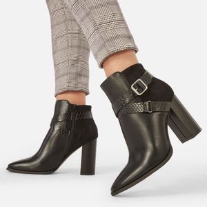 Justfab Zepplin Cross-buckle Heeled Bootie